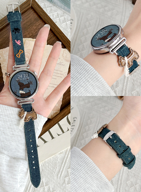 适用华为watch gt6手表带牛仔watchgt5智能运动腕表4pro女款专用手表链watch3女士高级感2新款高端精致1真皮