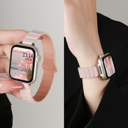 UHADA新款铠甲硅胶磁吸表带女生