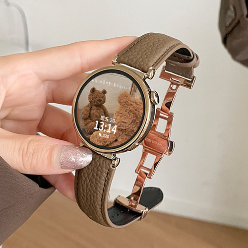 UHADA双面真皮荔枝纹蝴蝶扣表带