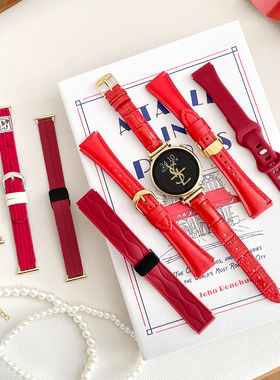 新年红色系列适用华为gt5手表带新款5pro女士专用watch4智能手表watchgt4高级感女款gt3/2真皮硅胶编织女表带