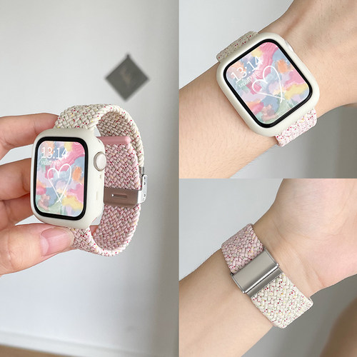 Applewatch新款拼色编织表带