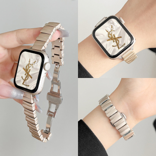 适用iwatchs9手表带质感s10系列小众applewatchs9高级感金属11苹果智能手表链s8765表链夏季 创意 iwatchse女款