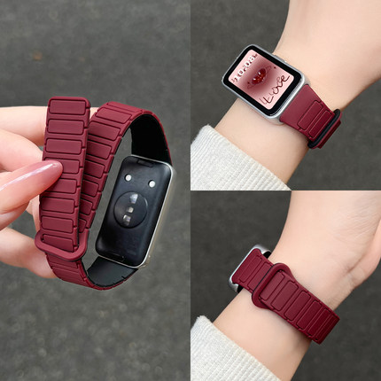 适用华为手环10手表带新款9nfc版高颜值硅胶磁吸腕带band8高级感专用手带八电子九女款智能运动表链十代女生