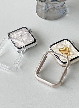 适用苹果s10手表s9s8新款s7s6s5保护壳iwatchse半包11手表壳applewatchs8保护套41/42/44/45/46mm透明壳表带