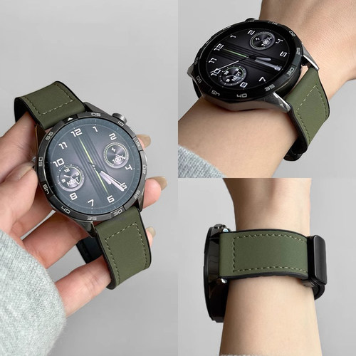 Uhada疯马皮磁吸扣表带高级感
