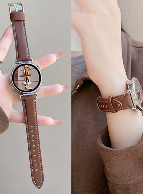 适用华为watch gt6手表带女士精致真皮watchgt5智能运动表链3pro女款高级感腕表荣耀2秋冬专用watch2高端新款