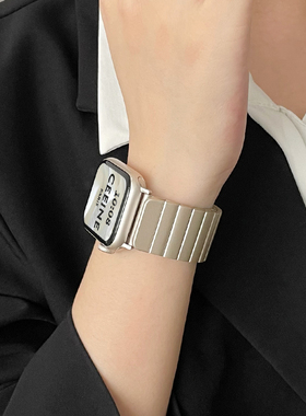 适用iwatchs9手表带s10新款11金属苹果手表链s8s7s6手表带高级感5腕带applewatchs9小众磁吸iwatchse女生新品