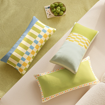 韩系几何绒布抱枕客厅沙发长条靠枕长方形卧室飘窗床头睡觉靠背垫