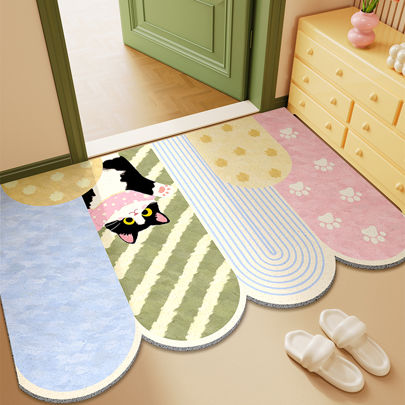 卡通猫猫入户门地垫防滑耐磨丝圈门口地毯家用玄关进门换鞋脚垫子
