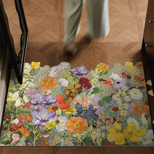 美式轻奢入户门地垫皮革进门门口家用脚踏垫子耐脏玄关地毯可裁剪