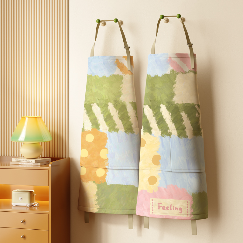 清新美式风围裙厨房家用高级感年轻款女防水防油罩衣做饭专用围腰