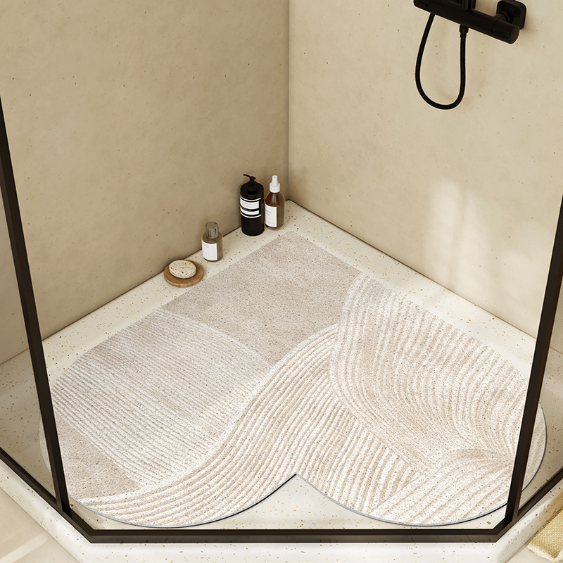 途橙丝圈爱心淋浴间防滑拦发地垫
