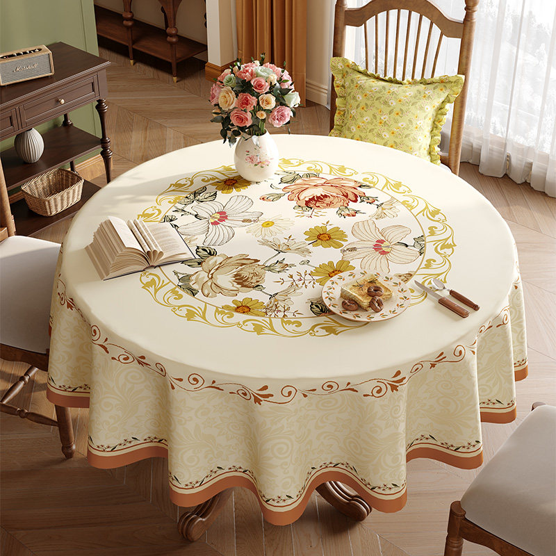 轻奢美式圆桌桌布防水防油免洗防烫茶几桌布酒店垂布圆形台布盖布,居家布艺,桌布,淘宝优惠券,粉丝福利购,淘宝优惠卷