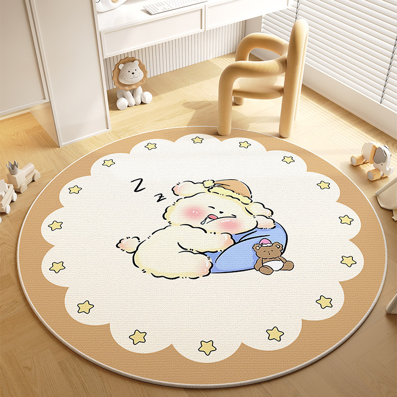 可爱猪猪圆形地垫书房客厅卧室电脑转椅脚垫儿童房阅读区防滑地毯,居家布艺,家用脚垫,淘宝优惠券,粉丝福利购,淘宝优惠卷
