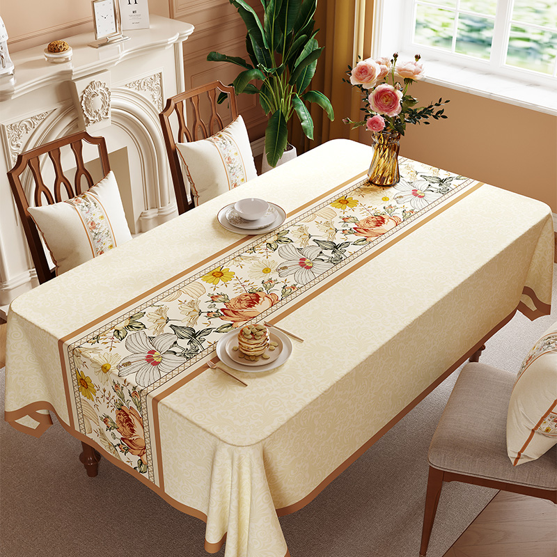 美式轻奢餐桌布防水防油防烫免洗桌垫家用茶几台桌布长方形保护垫