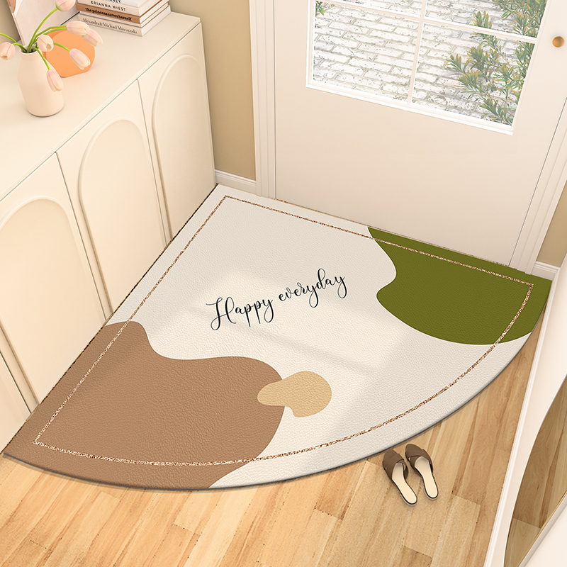 莫兰迪扇形皮革入户地垫 门口进门可擦洗耐脏门外pvc不规则入户毯