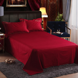 230夏季 60S长绒全棉床单单件160 欧式 酒红100纯棉被 品牌正品