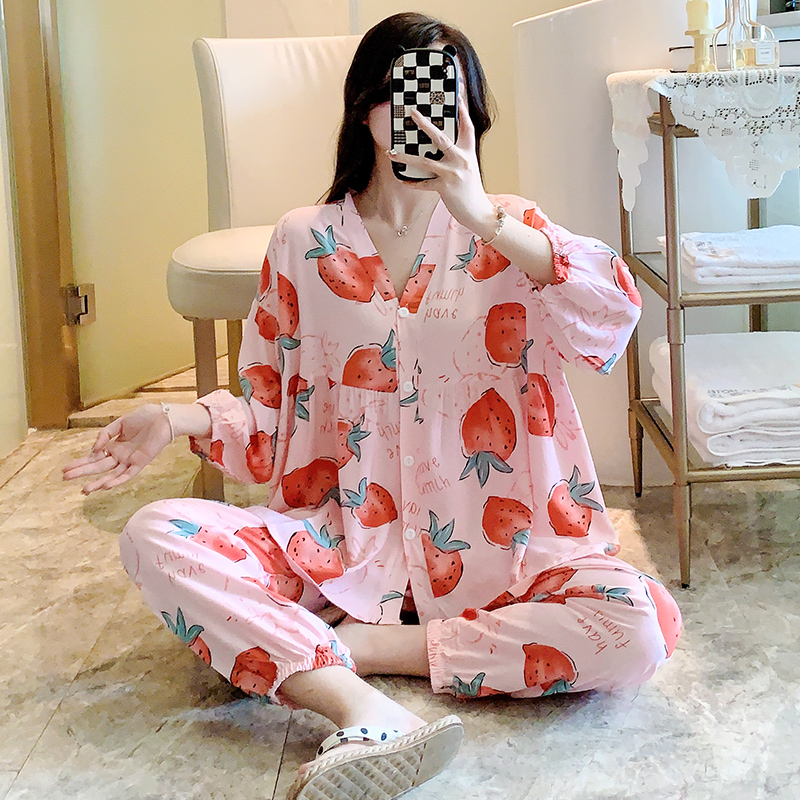 女夏棉绸睡衣套装卡通