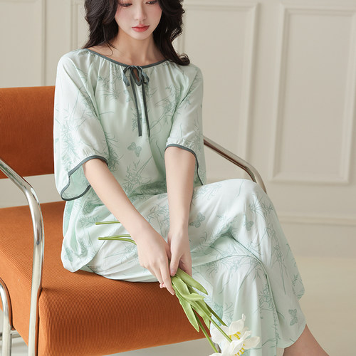 绵绸睡衣女款夏季可外穿家居服