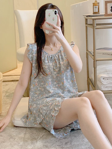 棉绸背心睡衣套女夏季短裤