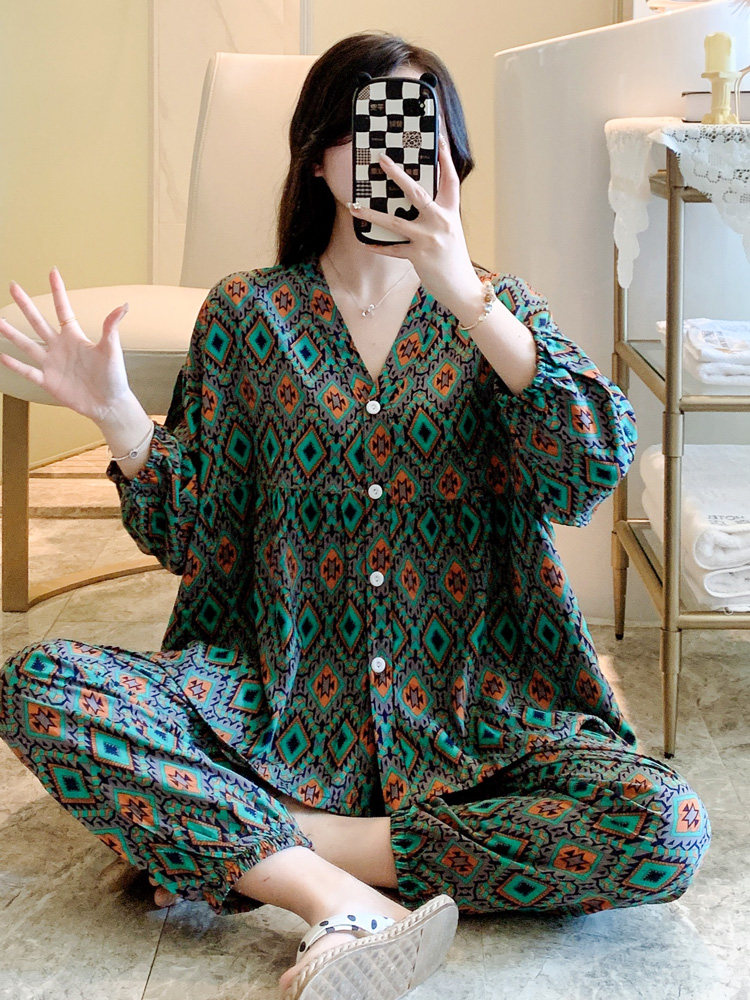 七分袖棉绸睡衣女夏薄款空调家居服2026年新款学生绵绸套装韩日系
