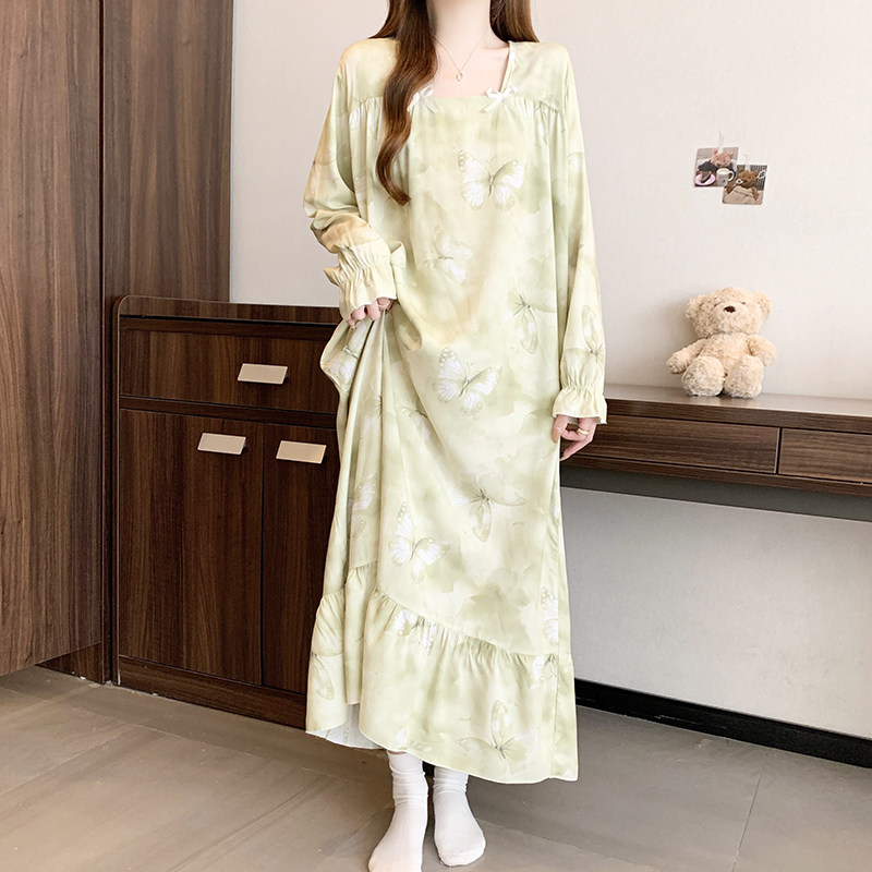 高级感印花棉绸睡裙款宫廷风