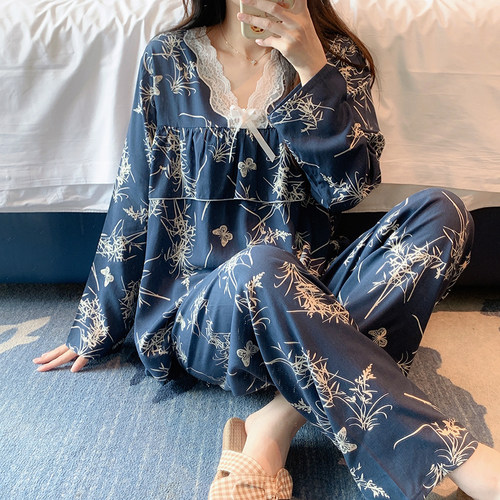 春秋季新款防凸点棉绸睡衣女