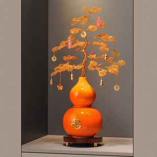 新中式发财树高级葫芦摆件客厅招财竖高玄关入户装饰乔迁新居礼物