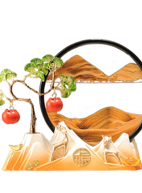 新中式玄关酒柜电视柜流沙鹿摆件