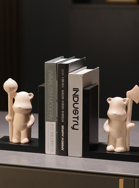 创意福气熊书架书挡摆件假书书房书柜现代轻奢酒柜家居客厅软装