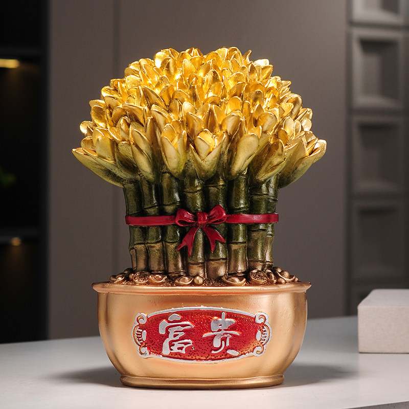 财富节节高升富贵竹摆件送领导乔迁新居礼品家居客厅玄关招财摆件