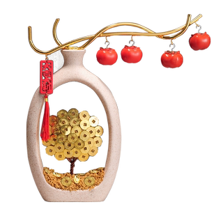 事事如意柿子发财摇钱树招财摆件电视柜酒柜玄关装饰乔迁开业礼物