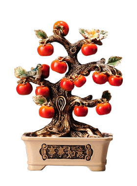 事事如意柿子树装饰品摆件新中式