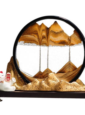 金山银山摆件客厅招财猫流沙画