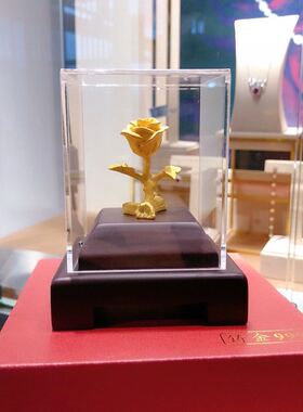 玫瑰花情人节易垟珠宝铸金摆件情侣闺蜜礼物工艺大牌爱妻天长地久
