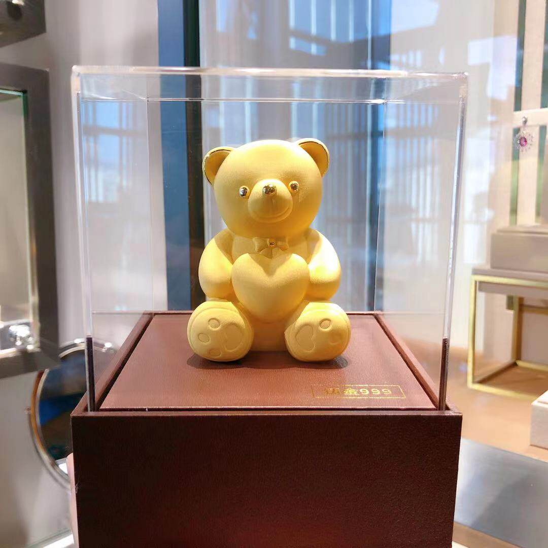 爱心熊情侣最好的我们易垟珠宝铸金摆件祝福礼物工艺品送礼爱情