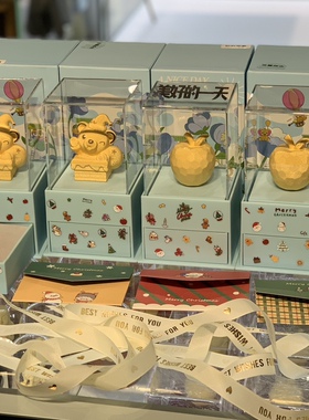 铸金999圣诞节小熊金苹果摆件原创设计实拍摄一件代发供各珠宝商