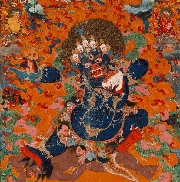 死亡之神的毁灭者-大威德金刚明王 西藏绘画唐卡高清电子图片