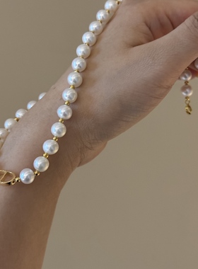 【珠纪儿】淡水无核珍珠7-7.5mmCD款项链S925银