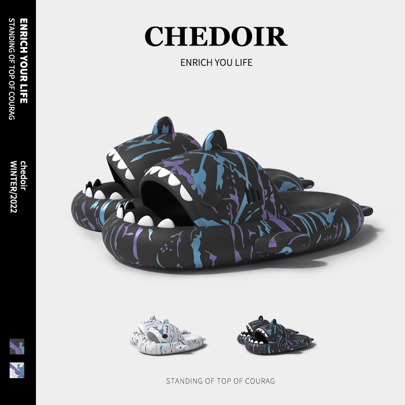 CHEDOIR朋克未来鲨鱼拖鞋
