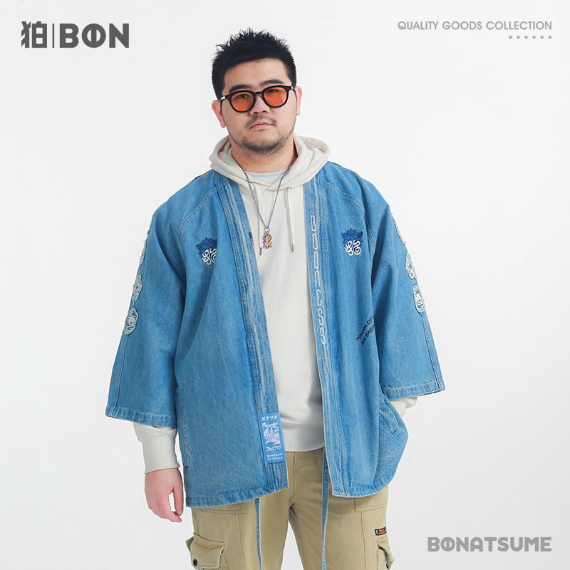 绣花牛仔道袍宽松版春季