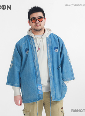 【BON】2022春季绣花刺绣牛仔道袍日系休闲宽松外套秋冬FURRY