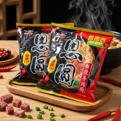 思圆红烧牛肉131g油炸方便面速食