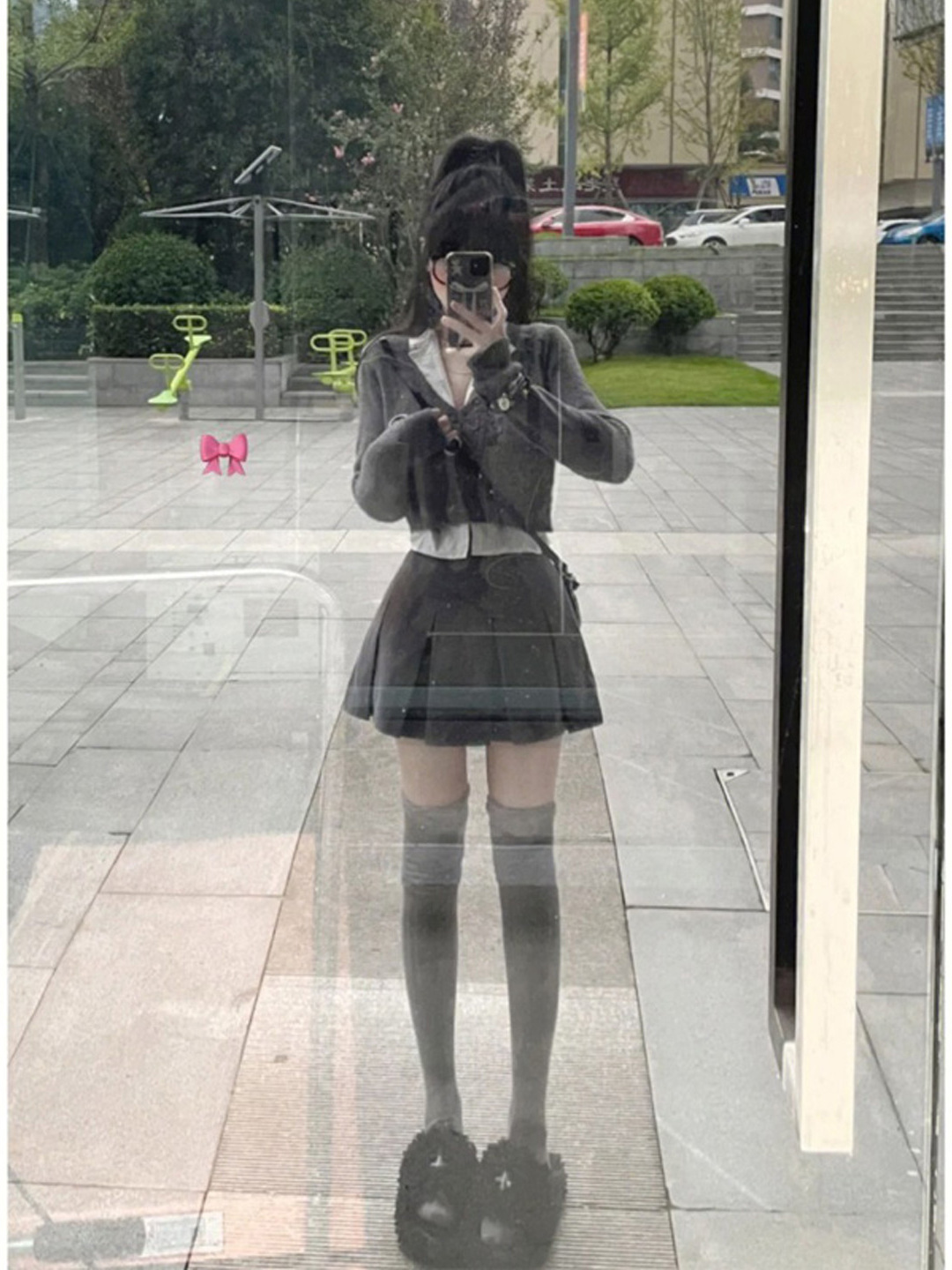 韩系chic别致两件套早秋冬季新款jk制服套装大方得体迪士尼穿搭