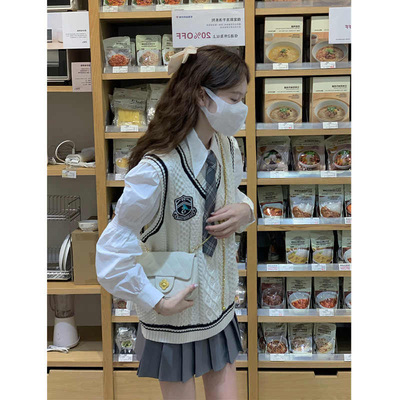 日系学院风马甲衬衫叠穿盐甜穿搭jk制服套装入冬穿搭一整套秋冬装