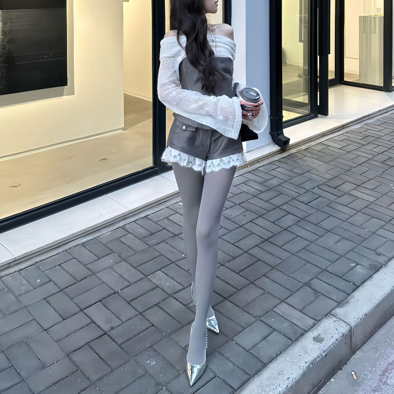 miu系高级感空姐灰面膜袜高弹显