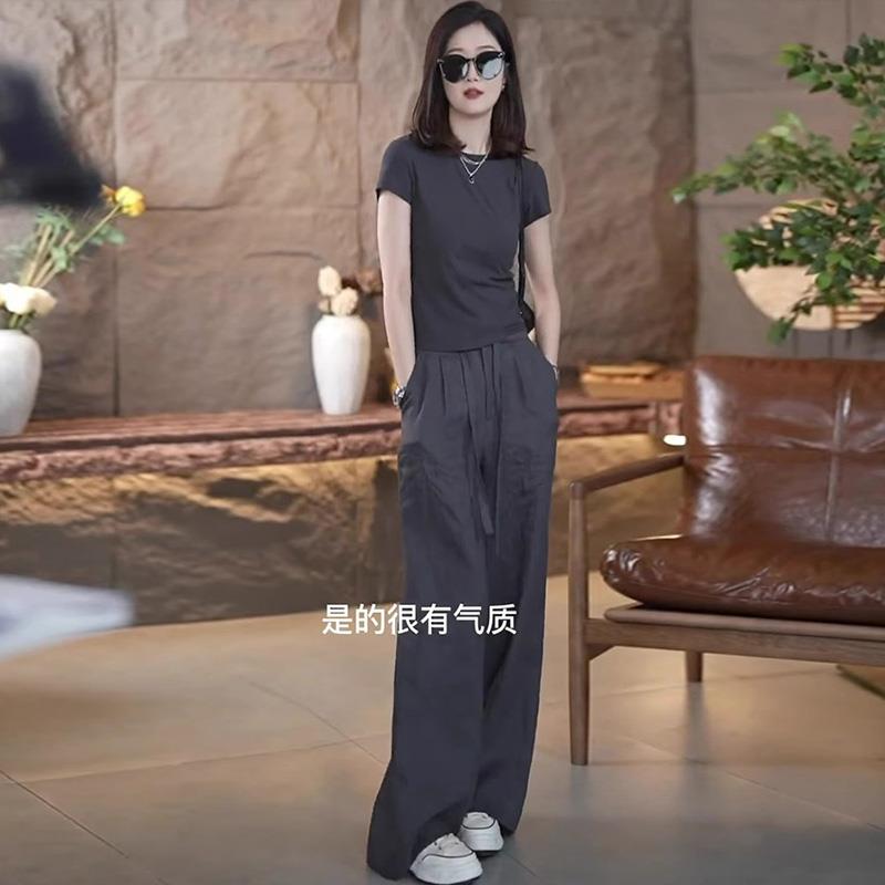 RIERA灰色高级感时尚休闲套装女装干练气质今年流行爆款夏装搭配