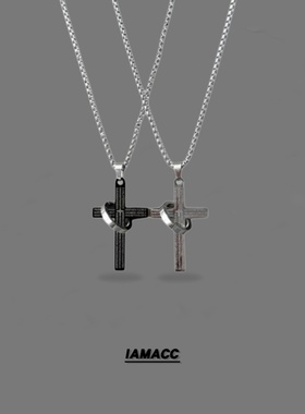 十字圆环中性潮牌项链潮酷卫衣链