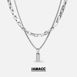 IAMACC双层叠戴长条钛钢项链女2022新款小众设计感锁骨链嘻哈配饰