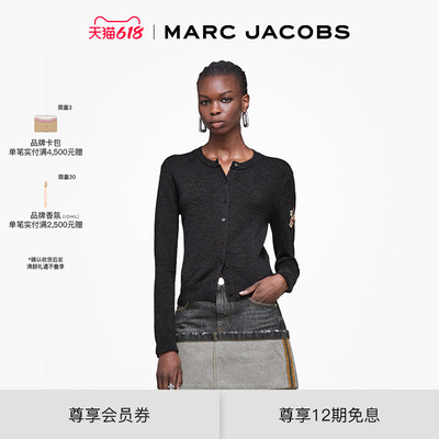 【新品】MARC JACOBS/莫杰 羊毛圆领短款修身长袖针织开衫上衣